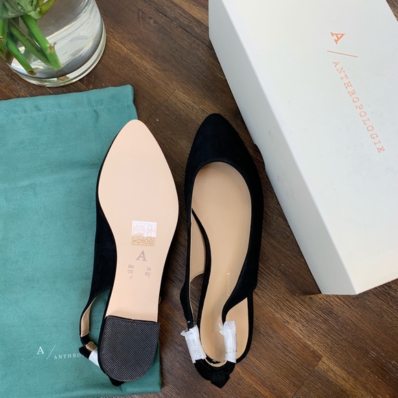 Anthropologie Bow-tied Slingback Flats Black - Picture 3 of 3